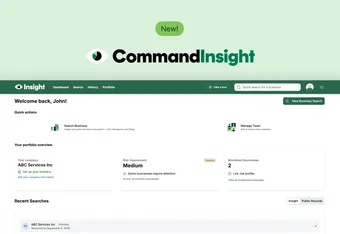A screenshot of the CommandInsight platform with the logo on a green background.