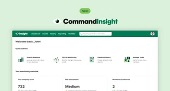 A screenshot of the CommandInsight platform with the logo on a green background.